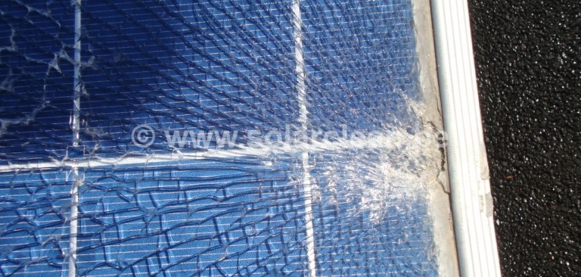zonnepanelen reinigen visuele controle gebroken glasplaat